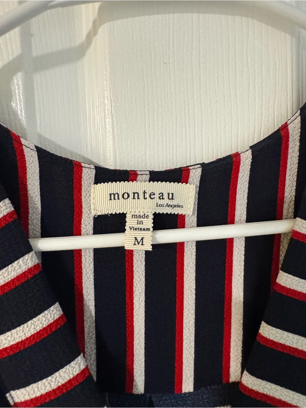Monteau Navy, Red & White Striped Wrap-Style Dress - Picture 3 of 3